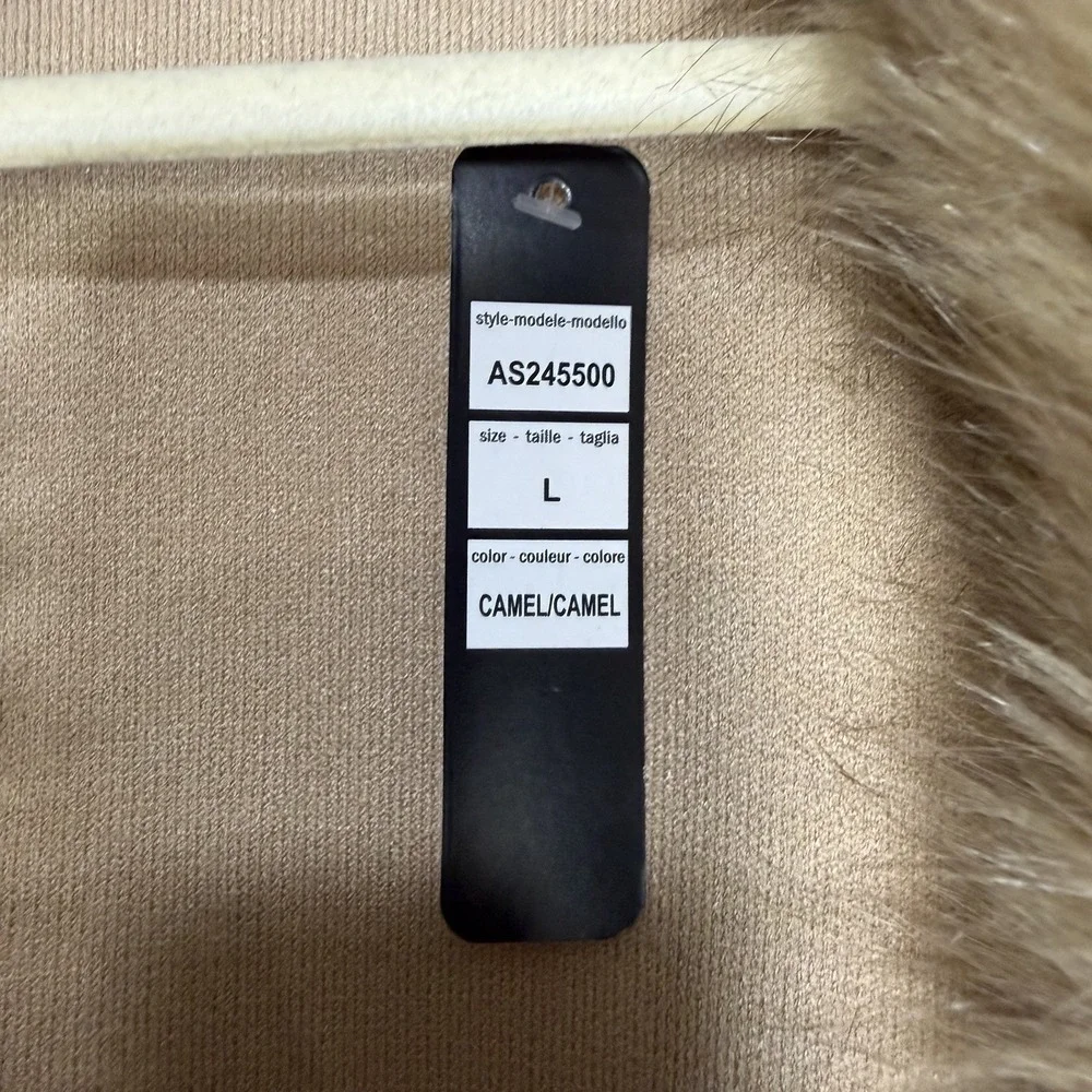 Baldini Mumu Lombardi Long Cardigan in Taupe with a faux fur‎ collar. SIze L